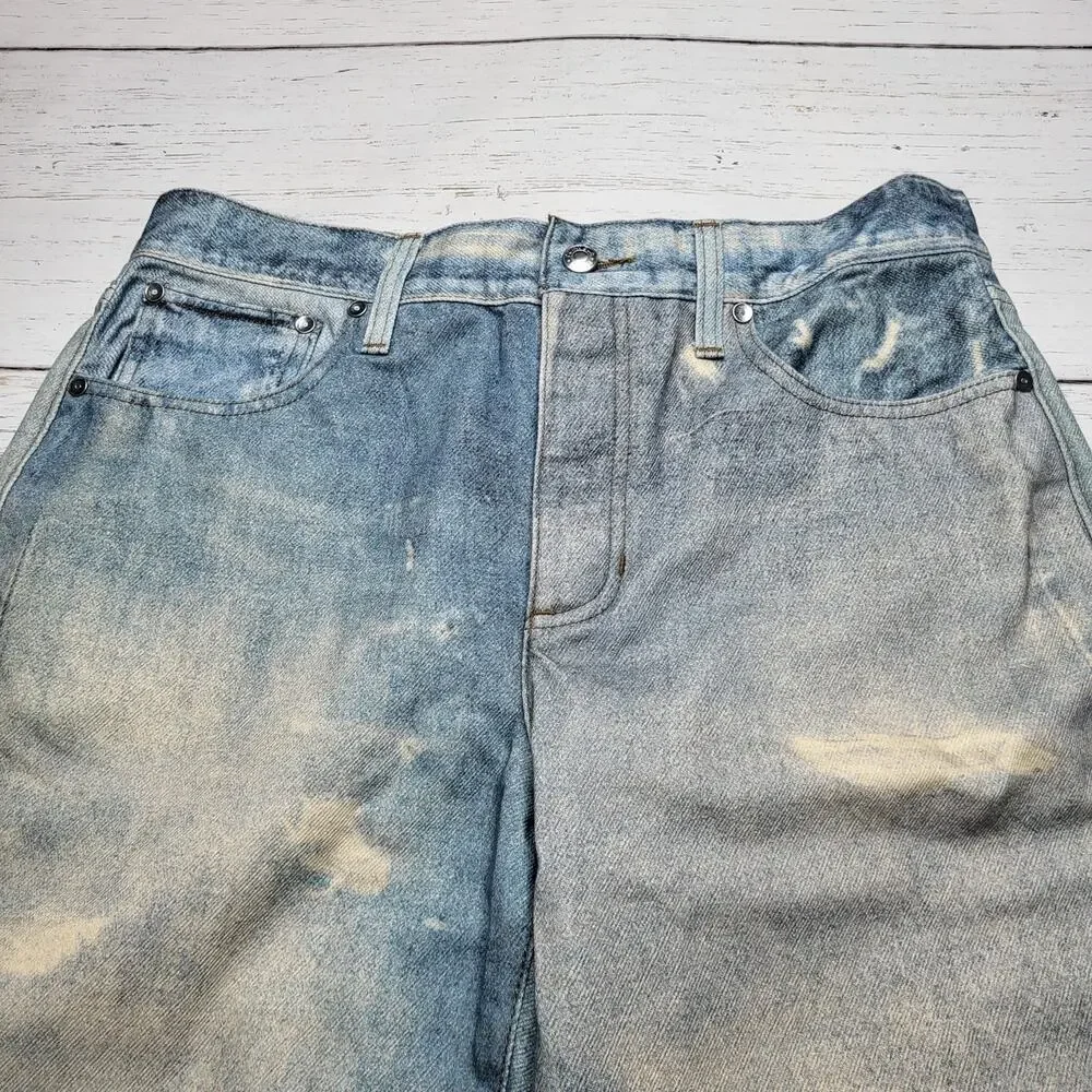 J Crew Point Sur Printed On Distressed Jeans Loose Straight Indie Sleeze 29